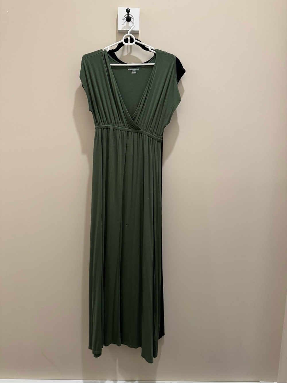 Amazon Essentials Olive Green Faux-Wrap Maxi Dress